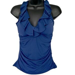 NWT Ralph Lauren Elegant Blue RuffleTankini Top size 8
